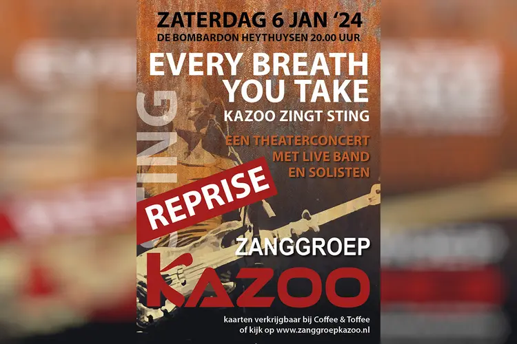 Wegens groot succes nóg een keer 'Zanggroep Kazoo zingt Sting'
